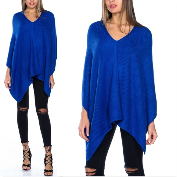 royal blue poncho sweater